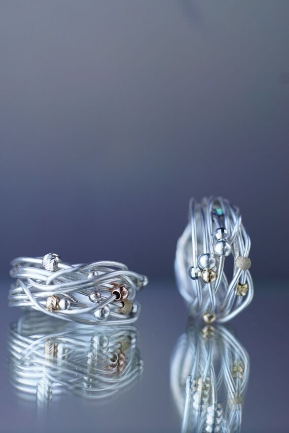 Комплект Колец «Невесомость" серебро/золото GF14K